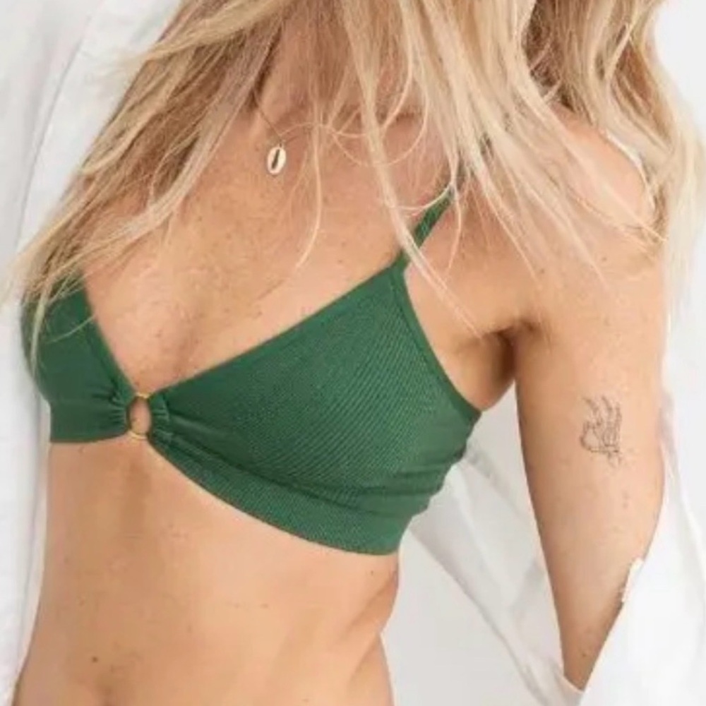 Aerie | green ribbed plunge bralette ribbed | Size M